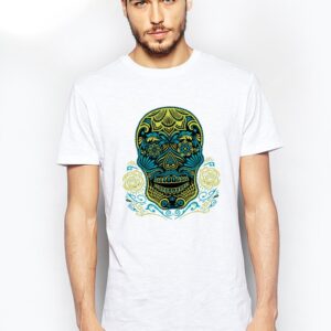 Мъжка органична тениска Green Skull
